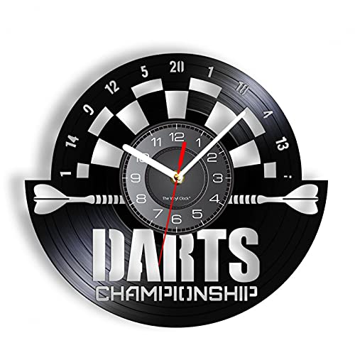 hxjie Moderne Bumerang-Wanduhr-Dart-Brettspiel, Champion Retro-Quarz-Stille Spielzimmerdekoration, Vinyl-Uhrendekoration Ohne LED