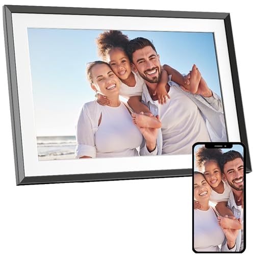 AGFA Photo – Digitaler Fotorahmen HD WiFi Realiview 10 Zoll 32 GB, Touchscreen, Wetter, Uhr, Wandmontage, Internetverbindung, Multimedia-Anzeige, Auflösung 1200 × 800 – APF1000 WLAN – Schwarz
