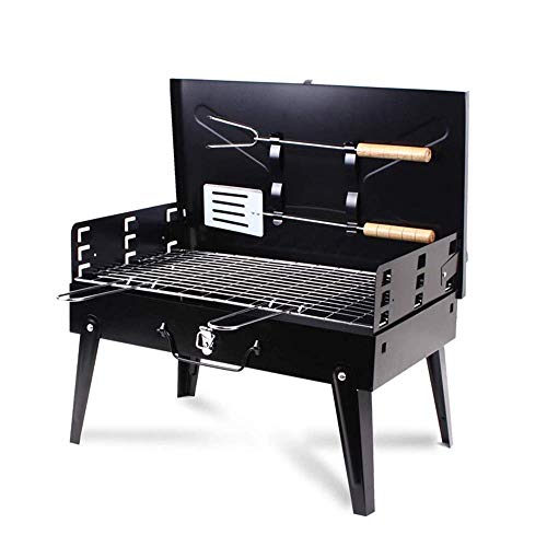 HaoLi Klappbarer Grill, Picknickwerkzeug für Holzkohlegrills im Freien mit Grillschaufel und Grillgabel 44X21 × 27 cm