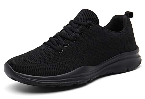 KOUDYEN Laufschuhe Atmungsaktiv Turnschuhe Schnürer Sportschuhe Sneaker für Herren Damen (Voll Schwarz, Numeric_39)