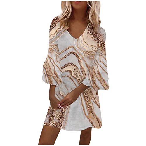 QHDDP Kleid Damen äRmel Bohemian Meerjungfrauen Hochzeitskleid Seide Indische Kleider Wickelkleid Herbst Und Winter Jerseykleid Winterhochzeit Hellbraun #3M, M