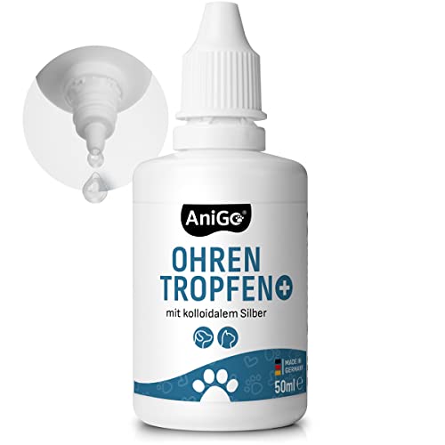 AniGo Ohrentropfen Plus - mit kolloidalem Silber I 25ppm I Für Hunde und Katzen I Bei Ohrentzündungen, Juckreiz und Irritationen, Ohrenpflege, Ohrenhygiene, Gesunde Ohren