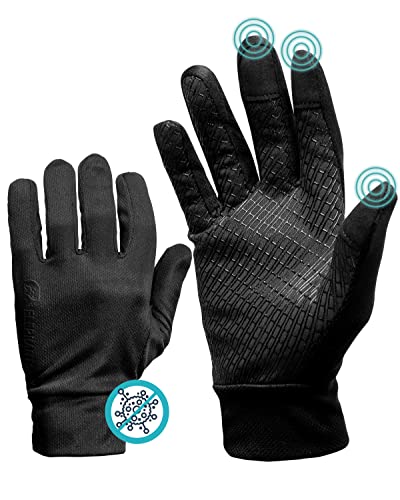 ElephantSkin Sporthandschuhe Antiviral & Antibakteriell Behandelt | Ideale Fahrradhandschuhe & Fitness Handschuhe | Touch Kompatibel | Schwarz (L)