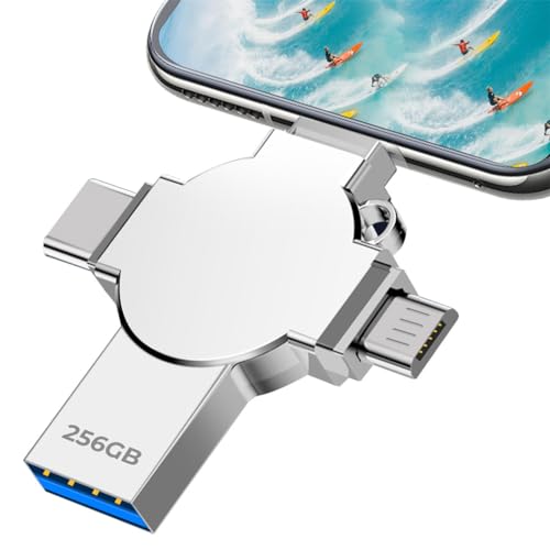 lumrok USB Stick 256GB - 4 in 1 Speicherstick USB 3.0 Wasserdichter USB-Stick Hochgeschwindigkeits 256GB USB-Flash-Laufwerk für Smartphone OTG Android Laptop PC