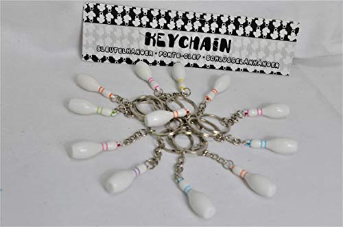 Schnooridoo 12 Stück BOWLING PINS Schlüsselanhänger Kegeln Kegel Pin