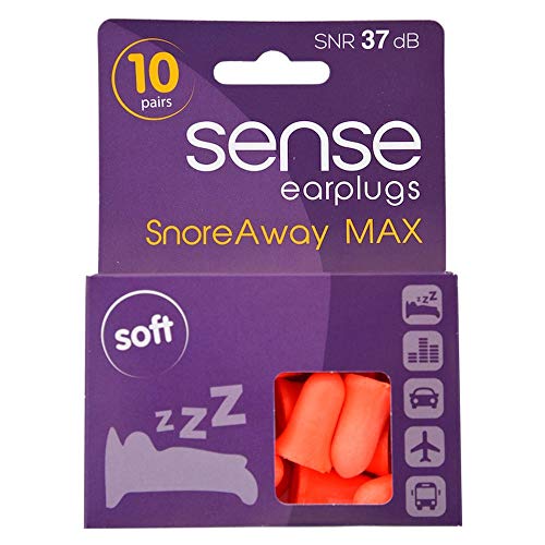 SnoreAway MAX Ohrstöpsel für Schnarchen aus SENSE Extreme Weichheit und Komfort Schlaf-Beihilfen SNR 37dB 10 Paar