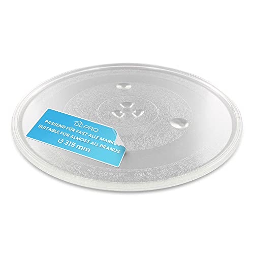 DL-pro Universal Mikrowellenteller 31,5cm Drehteller Drehscheibe Teller Glasteller Glasplatte Glasdrehteller mit 3 Noppen 315mm Rund Ersatz für Microwelle Mikrowelle