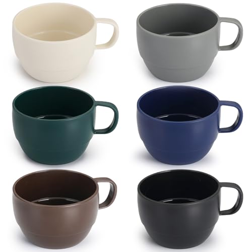 ReaNea Nespresso Tassen Set 350ml 6er, kaffeetasse groß, kaffeetassen set Langlebige leichte Plastikbecher für Zuhause, Outdoor, Picknick, Camping, Idee Geburtstagsgeschenk