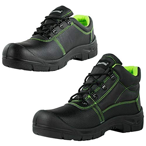 SAFETYTEX Sicherheitsschuhe S3 Stahlkappe Leder Arbeitsschuhe schwarz Schnürstiefel Halbschuhe leicht ergonomisch rutschhemmend, Schnürstiefel, 45