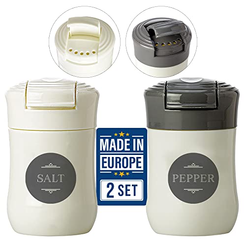 CRYSTALIA Camping Salz und Pfefferstreuer Kunststoff 100% BPA FREI Pfeffer und Salz Streuer To Go, Mini Salzstreuer für Unterwegs, Outdoor Gewürzstreuer, Kleiner Salzstreuer Reisen, Travel Salt Shaker