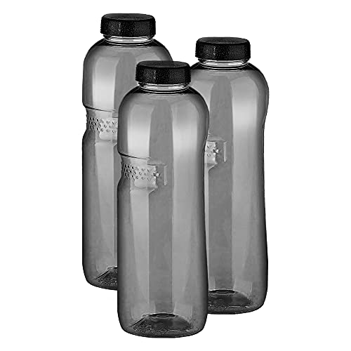 3 x Tritan Trinkflasche 1,0L Kavodrink Wasserflasche schwarz Sportflasche BPA frei Flasche 1000ml