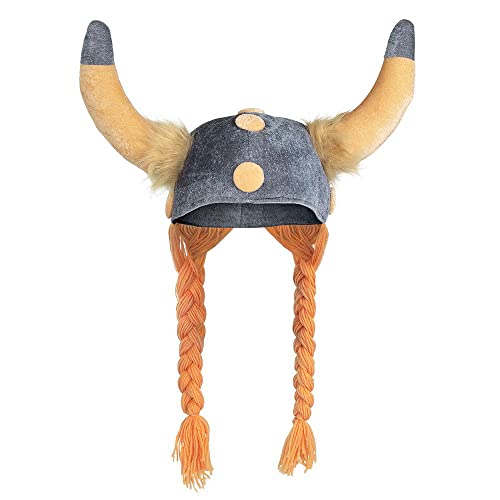 Boland 01296 - Gallierhelm, Stoffhut, Wikinger, Krieger, weiche Zöpfe, Römer, Karneval, Halloween, Fasching, Mottoparty, Verkleidung, Theater, Kopfbedeckung