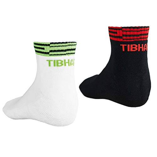 Tibhar Tischtennis Socken Line | Sportsocken | Funktionssocken Herren | weiße Socken | schwarze Socken (weiß-grün, 39-41)