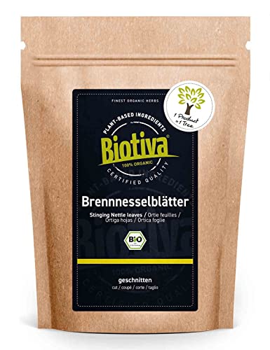 Biotiva Brennnesselblätter-Tee Bio 100 g - Brennesseltee - lose Blätter - 100% Bio Brennnessel-Kräuter - Abgefüllt und kontrolliert in Deutschland (DE-ÖKO-005)