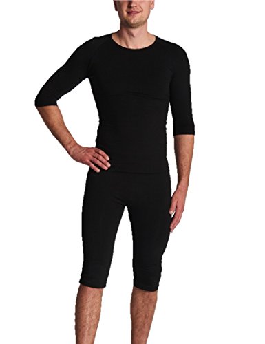 Gina's Bodywear Herren EMS-Wäsche, Trainingsanzug, Oberteil und Hose im Set, optimale Impulsweiterleitung (Schwarz, L)