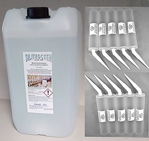 Horizontal Sperre-Injektion Lösung gegen feuchtes Mauerwerk 10 L +10 Behälter