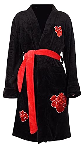 Yanny Uchiha Itachi Bademantel Akatsuki Herren Soft Nachtwäsche Anime Cosplay Flanell Robe Pyjamas Kimono (S, Schwarz)