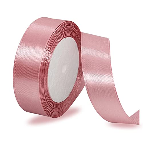 Satinbands Roségold 25mm Breit, 23 Meters Geschenkband Schleifenband für Geschenkverpackungen, DIY-Basteleien, Blumensträuße, Nähprojekte, Schleifenherstellung, Geburtstags- und Hochzeitsdekorationen