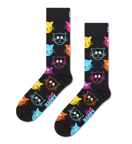 Happy Socks lustige Katze Socken – Socken mit Animal-Print – farbenfrohe Baumwollsocken für Männer und Frauen