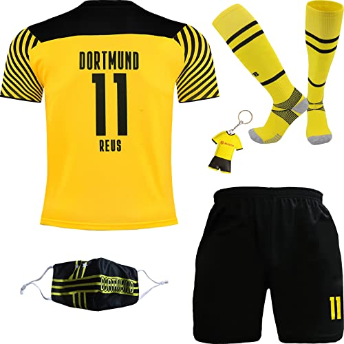 HUSSATEX Reus #11,Heim Kinder Fußball Trikot & Shorts mit Socken Jugendgrößen (Reus Yellow,30)