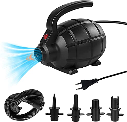 Elektrische Luftpumpe, Elektrische Pumpe mit 4 Düsen für Aufblasbare Air Track Matte, Luftmatratze, Schwimmringe, Flöße, Wasserbetten, Boote, Kinderbecken, SUP Board, Yoga-Bälle usw