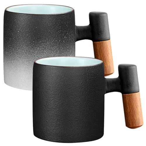 2er Set Espressotassen 70 ml, Premium Espresso Tassen mit Henkel, Mini Espresso Tassen, Mini Teetasse Kaffeetasse aus Keramik Espresso- & Mokkatassen Kaffeebecher für Espresso Tee Latte (Schwarz)