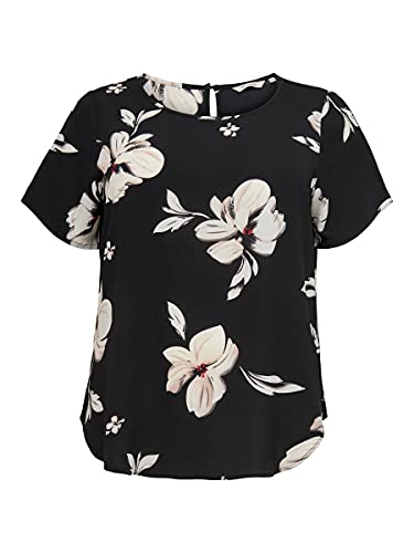 Only Carmakoma Damen CARVICA SS AOP TOP NOOS T-Shirt, Black AOP:Florence Flower, 50