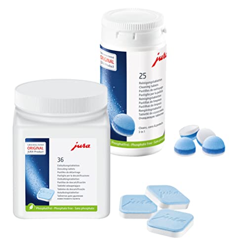 Jura Kombi Pack, 25 Reinigungstabletten (3-Phasen) + 36 Entkalkungstabletten