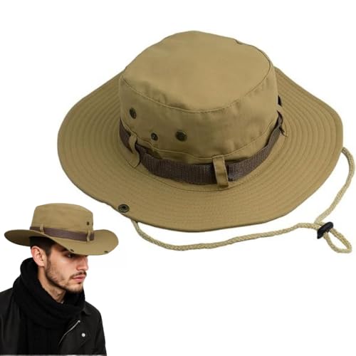 SDXCJY Männer & Frauen Verstellbarer Buckle Safari Sonnenhut, Dschungelstil, ideal für Outdoor-Aktivitäten, UV-Schutz und faltbar. (DE/NL/SE/PL, Alphanumerisch, Einheitsgröße, L, Khaki)