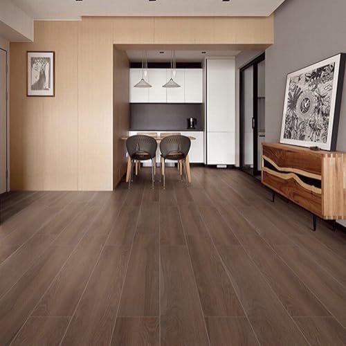 INMOZATA PVC Bodenbelag Selbstklebend 36Fliesen/ 91.5x15.2cm, 5.01m² Vinylboden Selbstklebend, Dicke 2mm Wasserdichte Bodenaufkleber für Küche Bad Haus Bodenfliese, Eiche geräuchert