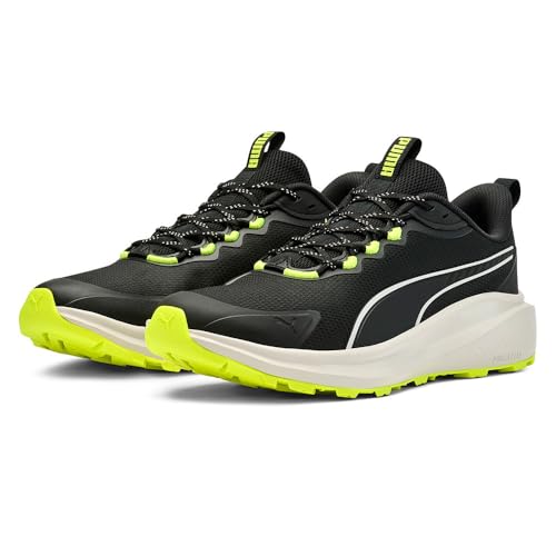 PUMA Unisex Skyrocket LITE Trail Straßen-Laufschuh, Black-Feather Gray-Yellow ALERT, 43 EU