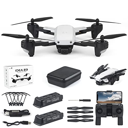 GPS Drohne mit Kamera 1080P Professional Drone für Erwachsene, IDEA23 5GHz WiFi FPV Drohnen mit Einstellbarer 120-Weitwinkelkamera und RC Quadcopter for Anfänger, Auto Return, Folge mir, 2 Batterien