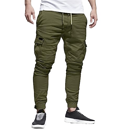 Générique Herren-Cargohose, Anzug, Trainingsanzug, Cargohose, Cargohose, Slim Fit, taktische Arbeitshose, Herren, mit mehreren Taschen, Armee grün 1, M