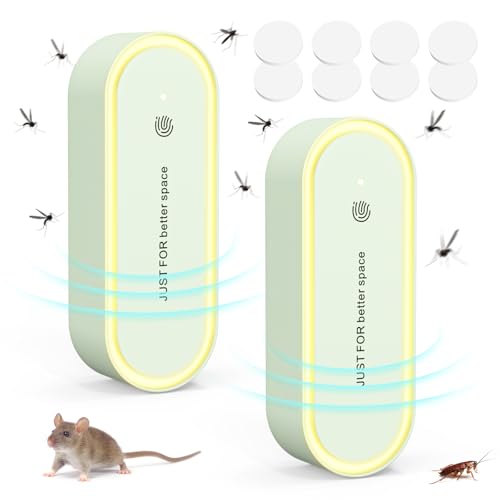 Ultraschall Schädlingsbekämpfer Mückenschutz, Ultraschall Elektrisch Insekten Stecker Mückenstecker Mäusevertreiber für Drinnen Mücken, Mäuse, Spinnen, Kakerlaken, Insekten, Flöhe, Motten, 2 Stück