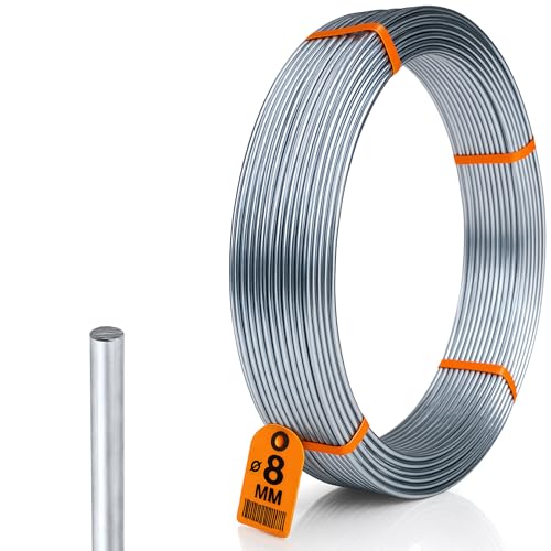 HausHeld® 15 Meter Runddraht Alu fi 8mm I Erdungsdraht I Blitzschutz AlMgSi - Meterware I Leicht und Flexibel