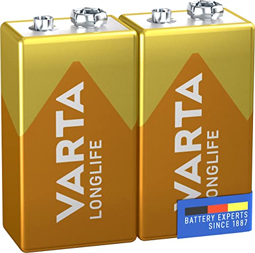 VARTA Batterien 9V Blockbatterie, 2 Stück, Longlife, Alkaline, Vorratspack, für Rauchmelder, Brand- & Feuermelder