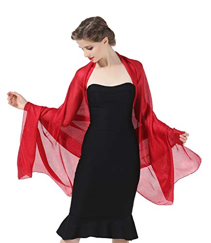 BEAUTELICATE Damen Stola Schal Festlich Leicht Halstuch Umschlagtücher Seidenschal für Abendkleid Hochzeit Brautkleider Sommer Sandstrand Bikini Cover Up Burgunder-rot, Einheitsgröße
