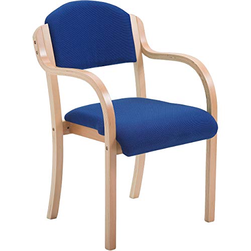 Büromöbel Online | Stapelbarer Stuhl mit Armlehnen, Holzrahmen & bequemen Polster in Blau| Sitzhöhe: 45cm | Devonshire