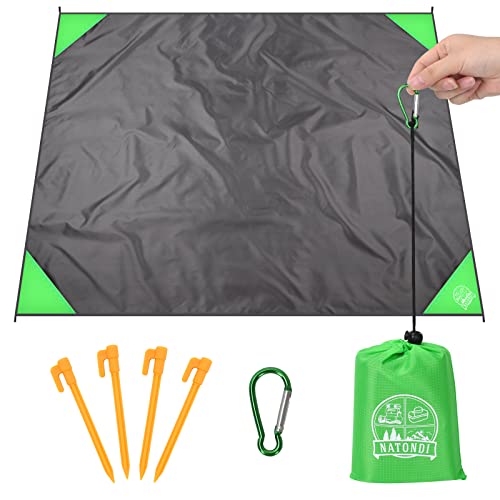 NATONDI Picknickdecke wasserdicht | kompakt und ultraleichte Stranddecke sandfrei | Kleines Packmaß und große Liegefläche 140x180 | Praktische Outdoor Decke für Strand Camping und Festival