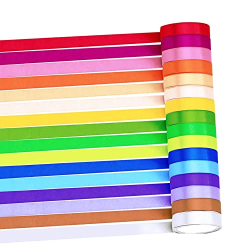Satinband 16 Farben 22m X 10mm, Geschenkband Schleifenband Bänder zum Basteln, Stoffband Dekoband Stoff Bänder zum Geschenk Verpacken, Dekoration, 400 Yards