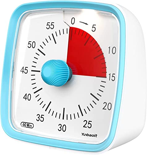 Yunbaoit Visueller Timer mit Nachtlicht, 60 Minuten Countdown Timer für Kinder und Erwachsene, Leiser Klassenzimmer Timer, Zeitmanagement Werkzeug für Zuhause, Schule oder Arbeit (blau)