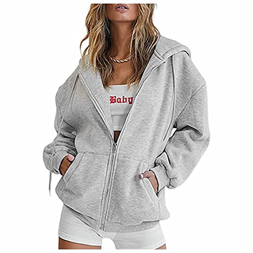 Damenbekleidung Langarm Strickjacke Winddicht Langmäntel Modern Zip Hoodie Outwear Hoodie Entspannt Sweatshirt und Kapuze Übergangsjacke Trenchcoat Outwear Kurz Mantel Vintage Pullover Damenoberteile