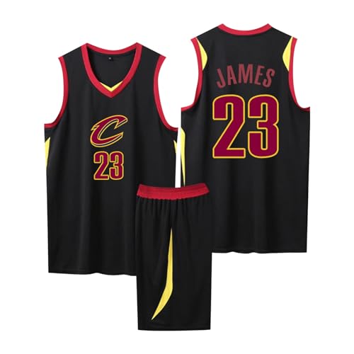 ABRTJCL Basketball-Spieltrikots für Herren/Jungen, 2er-Set Basketball Trainings Ärmellos Trikot und Hose, Kinder/Erwachsener Sleeveless Basketball Trikot schwarz XL
