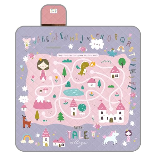 Lustig Picknickdecke Wasserdicht Faltbar für Kinder - Prinzessinnen Schloss Outdoor Camping Decke Mädchen Jungen - Stranddecke Strandmatte Washbar für Park Picknick (Prinzessinnenschloss, 150x150 cm)