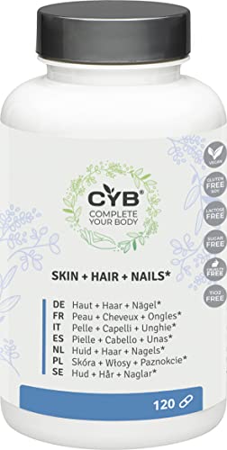 CYB Haut + Haar + Nägel mit Biotin, Zink und Vitamin C - 120 vegane Kapseln (Vorrat für 4 Monate)