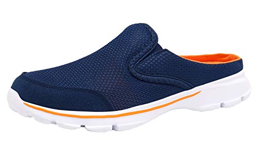 ChayChax Weiche Pantoffeln Hausschuhe Slip On Bequeme Haus Pantoletten Mules rutschfest Slipper Indoor Outdoor für Damen Herren, Blau Orange, 44 EU