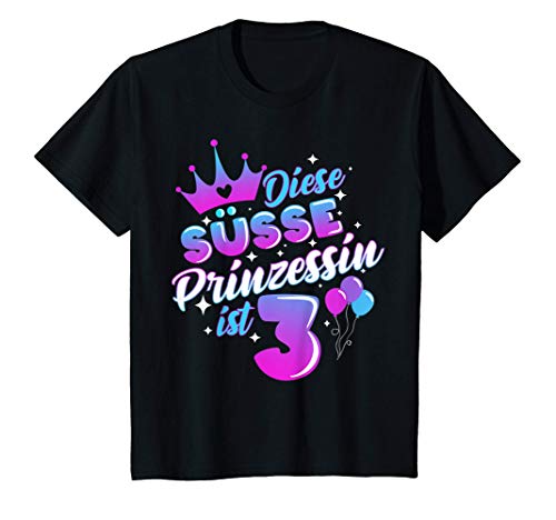 Kinder dritter Geburtstag Mädchen Geschenk 3 Jahre Prinzessin T-Shirt
