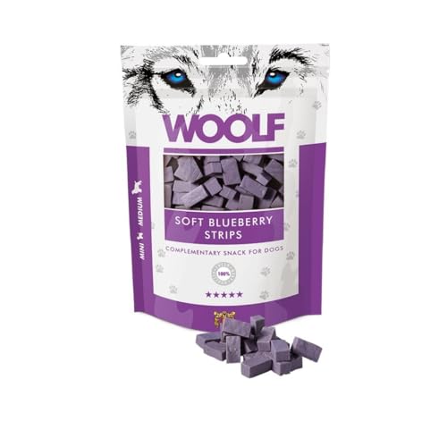 Woolf weiche Heidelbeerstreifen (Heidelbeere mit Huhn, 10 x 100g) Snack für Hund und Katze