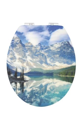 Sanwood 6099037 WC-Sitz ROCKY MOUNTAINS 3D faszinierende Tiefenwirkung, Reversed-Edge-Form, Absenkautomatik Soft-Close