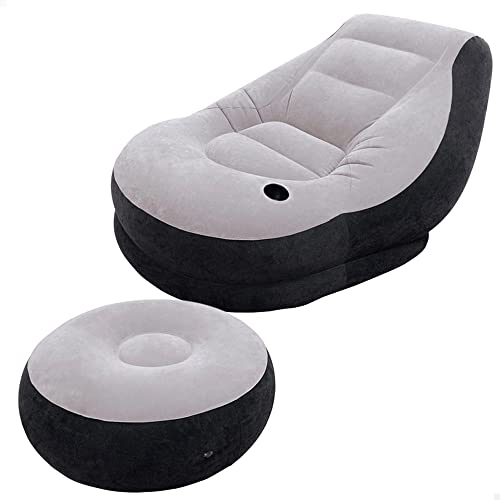 Intex Aufblasmöbel Ultra Lounge, Vinyl , Grau, 102 x 137 x 79 cm / Ø 64 x 28 cm